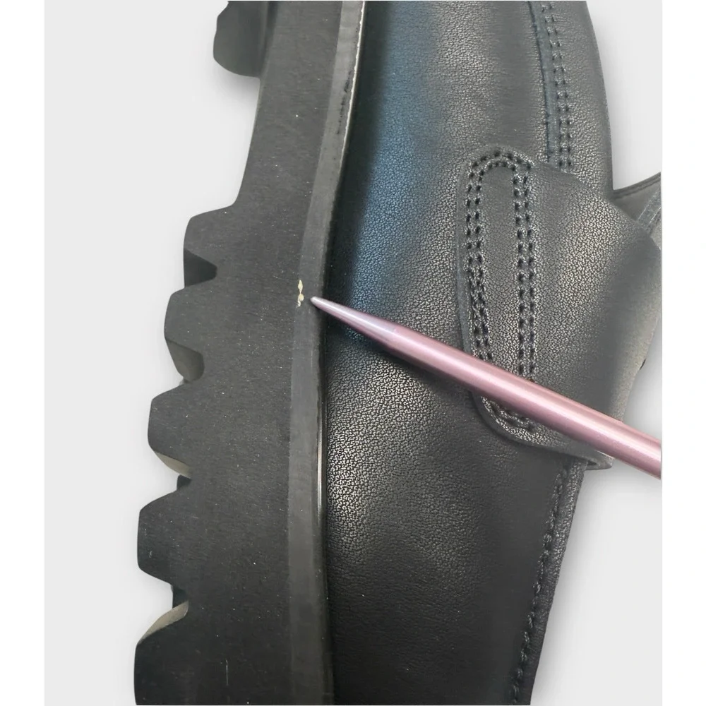 NEW Penny Loafer Mule Womens 10 Black Leather Lug Sole Slide On Waterproof. - Picture 8 of 12